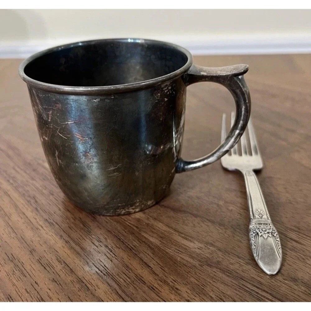 1847 Rogers Bros First Love International Silver plate Baby Fork 1941 & Baby Cup